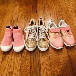 3 pairs of Toddler Girls Sneakers, Size 11